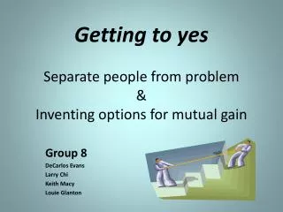 Getting to yes Separate people from problem &amp; Inventing options for mutual gain