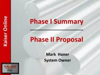Mark Haner System Owner