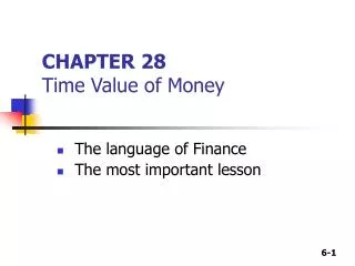 CHAPTER 28 Time Value of Money