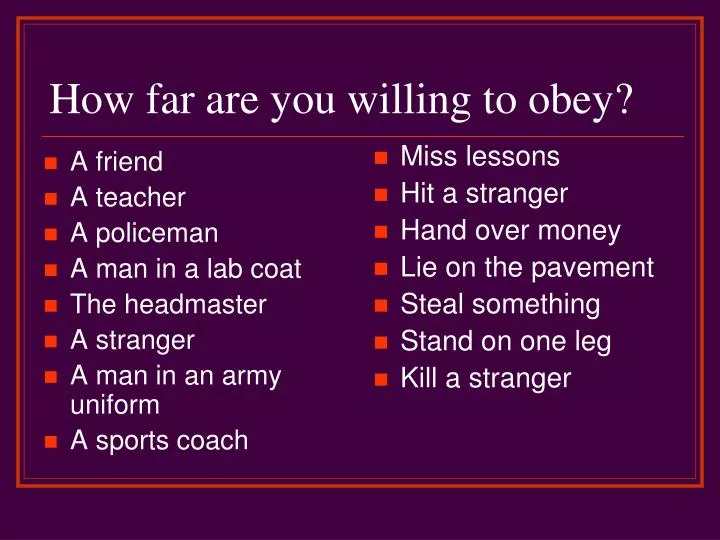 how far are you willing to obey