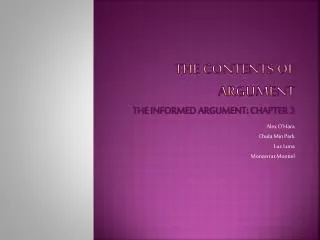 the contents of argument the informed argument: chapter 3