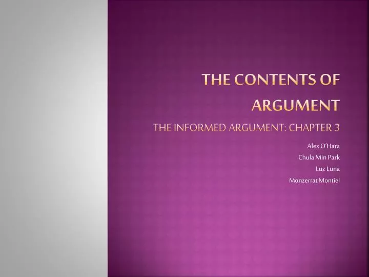 the contents of argument the informed argument chapter 3
