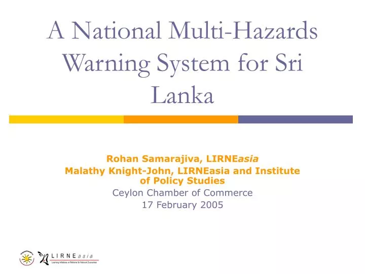 a national multi hazards warning system for sri lanka