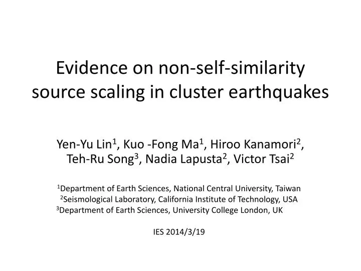 evidence on non self similarity source scaling in cluster earthquakes