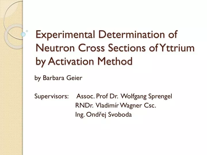 experimental determination of neutron cross sections of yttrium by activation method