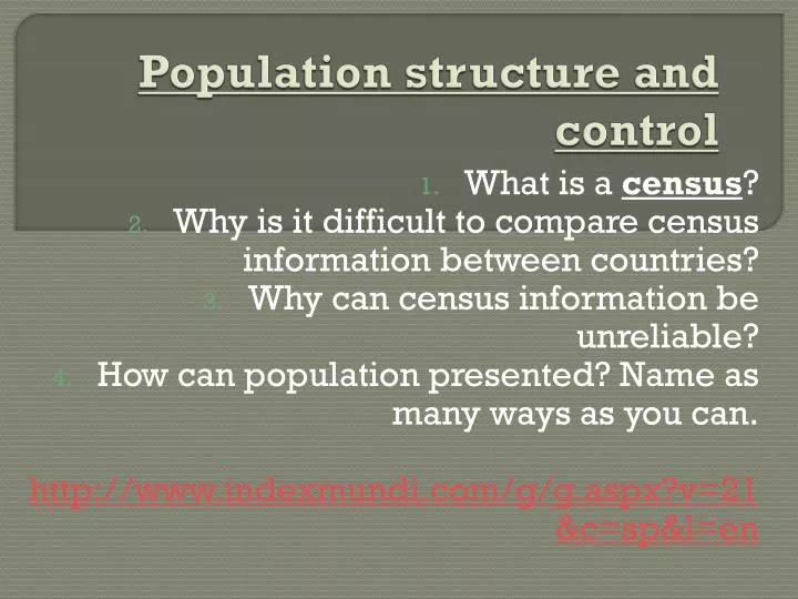 population structure and control