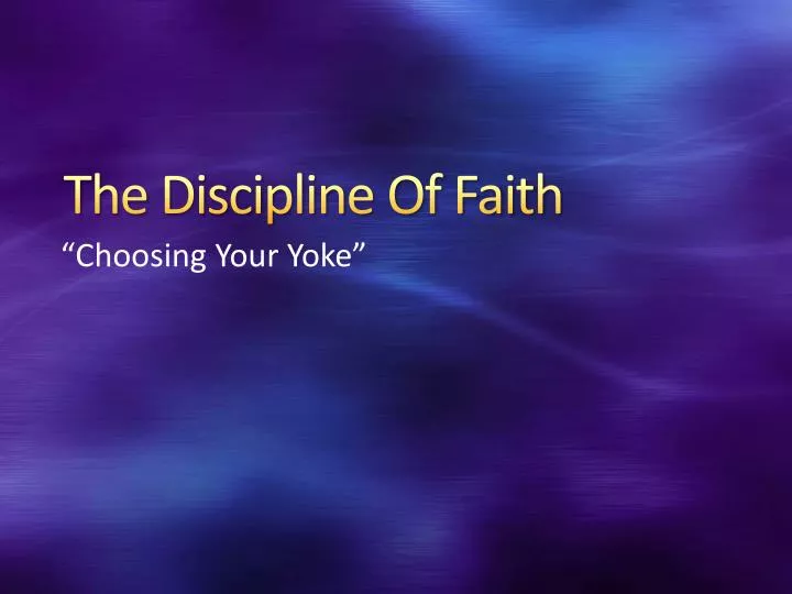 the discipline of faith