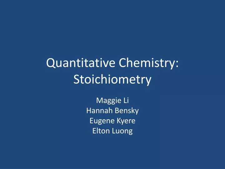 quantitative chemistry stoichiometry