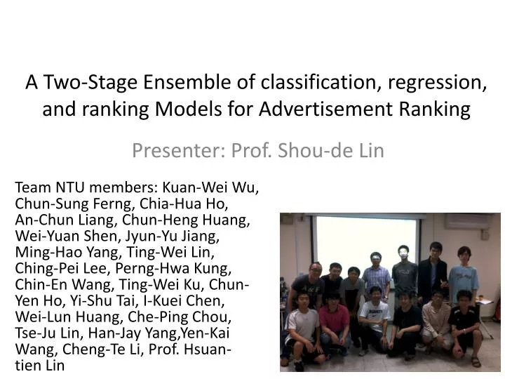a two stage ensemble of classification regression and ranking models for advertisement ranking