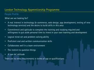 London Technology Apprenticeship Programme