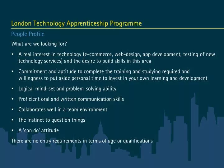 london technology apprenticeship programme