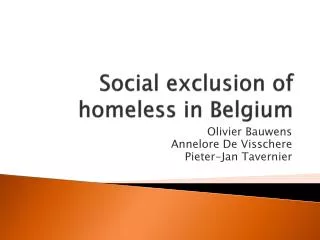 Social exclusion of homeless in Belgium