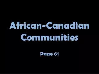 African-Canadian Communities