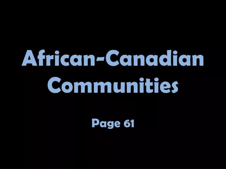 african canadian communities