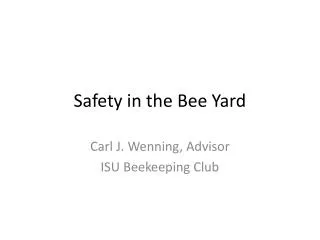 Safety in the Bee Yard