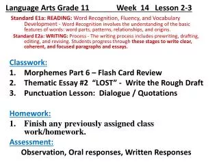 Language Arts Grade 11 Week 14 Lesson 2-3