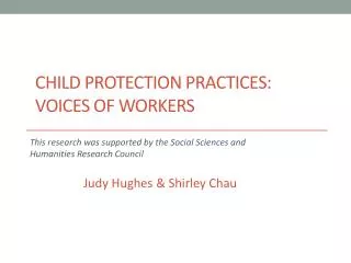 Child Protection Practices: Voices of Workers