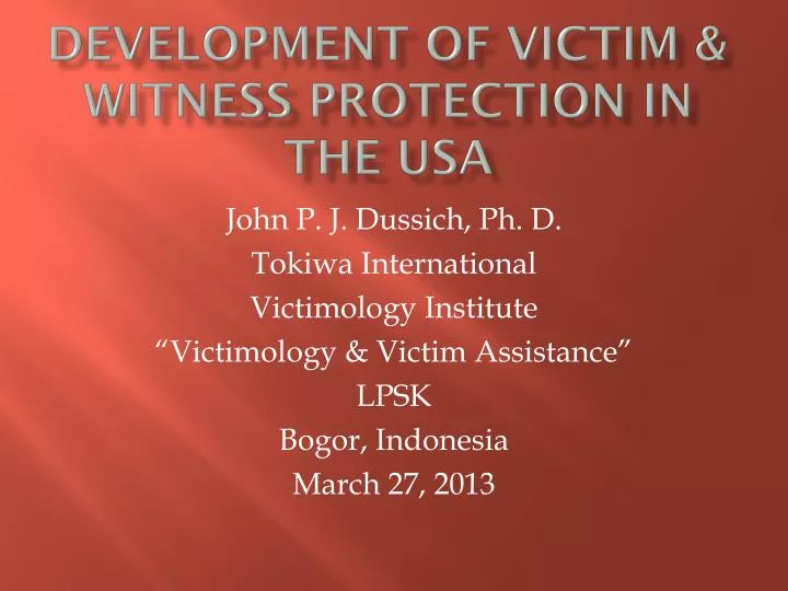 development of victim witness protection in the usa