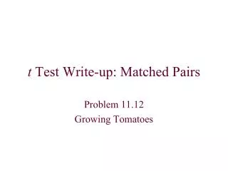 t Test Write-up: Matched Pairs