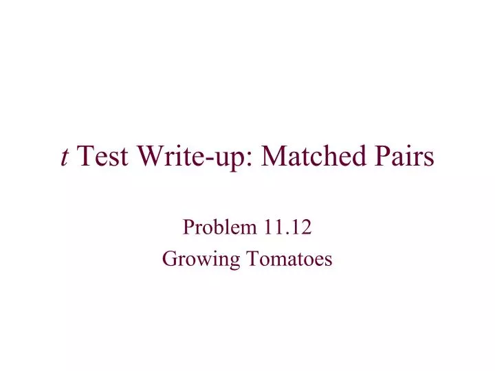 t test write up matched pairs