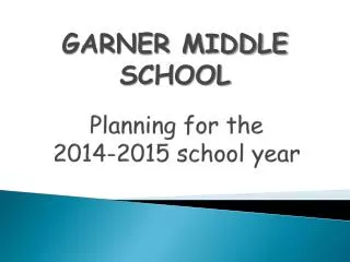 Planning for the 2014-2015 school year