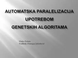 automatska paralelizacija upotrebom genetskih algoritama
