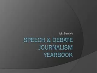 Speech &amp; Debate journalism yearbook