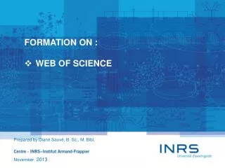 FORMATION ON : WEB OF SCIENCE