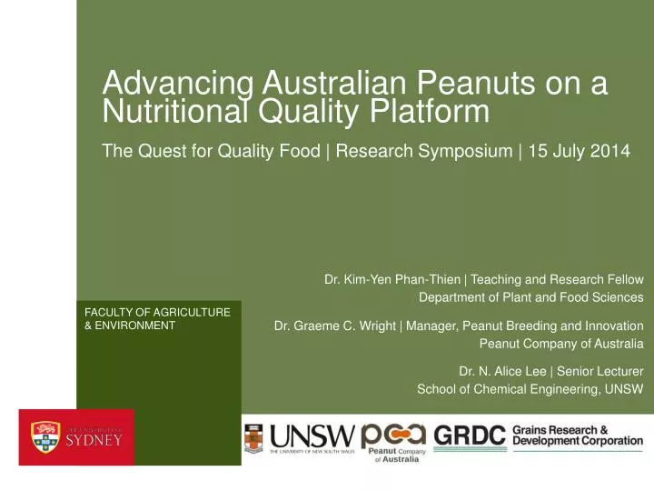 advancing australian peanuts on a nutritional quality platform