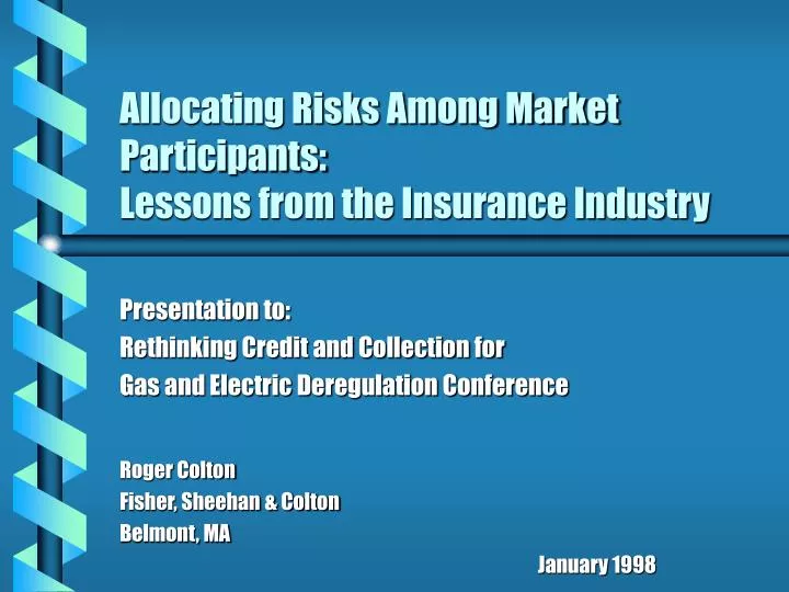 allocating risks among market participants lessons from the insurance industry
