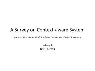 A Survey on Context-aware System