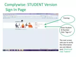Complywise: STUDENT Version Sign In Page