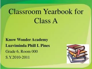 Classroom Yearbook for Class A Know Wonder Academy Luzviminda Phill I. Pines Grade 6, Room 000