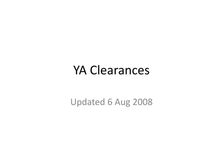 ya clearances