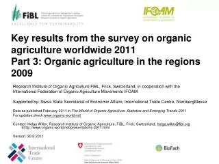 Research Institute of Organic Agriculture FiBL, Frick, Switzerland, in cooperation with the