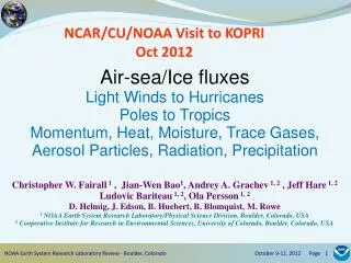NCAR/CU/NOAA Visit to KOPRI Oct 2012