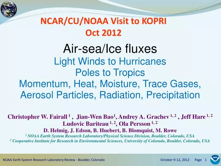 ncar cu noaa visit to kopri oct 2012