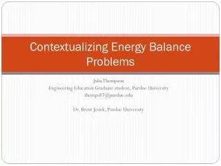 Contextualizing Energy Balance Problems