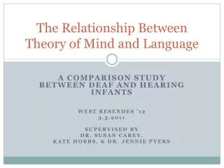 The Relationship Between Theory of Mind and Language
