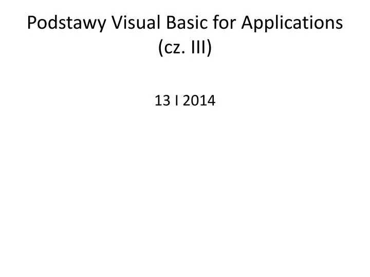 podstawy visual basic for applications cz iii
