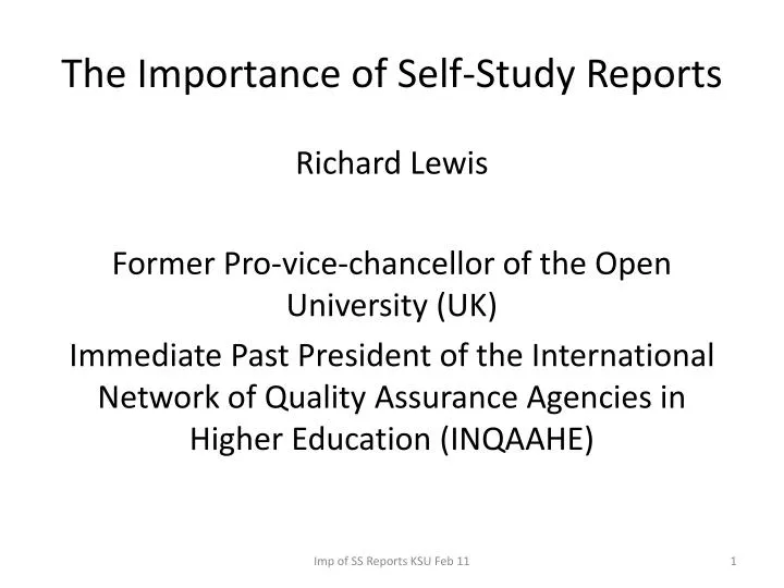 the importance of self study reports