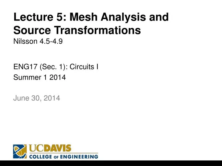lecture 5 mesh analysis and source transformations nilsson 4 5 4 9