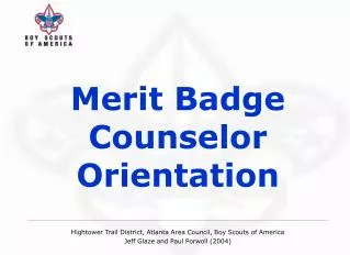 Merit Badge Counselor Orientation