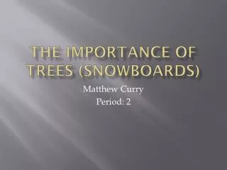 The Importance of Trees (Snowboards)