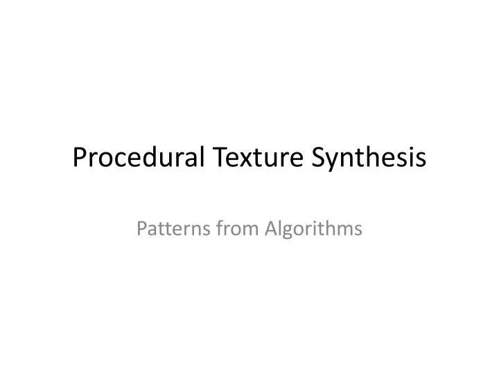 procedural texture synthesis