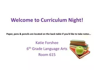 Welcome to Curriculum Night!