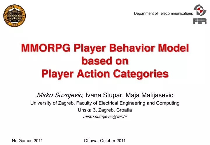 mmorpg player behavior model based on player action categories