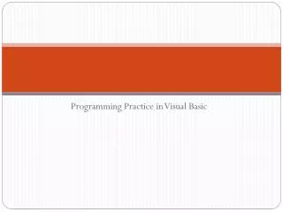 Programming Practice in Visual Basic
