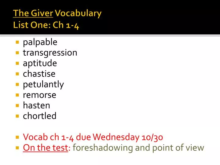 the giver vocabulary list one ch 1 4