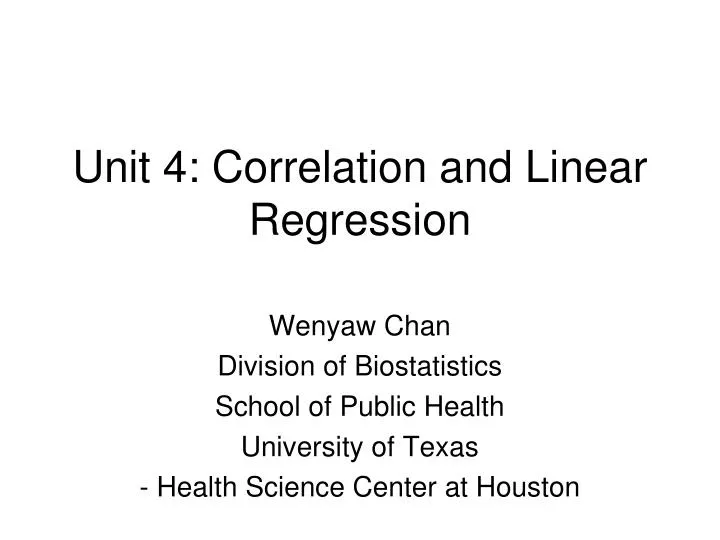 unit 4 correlation and linear regression